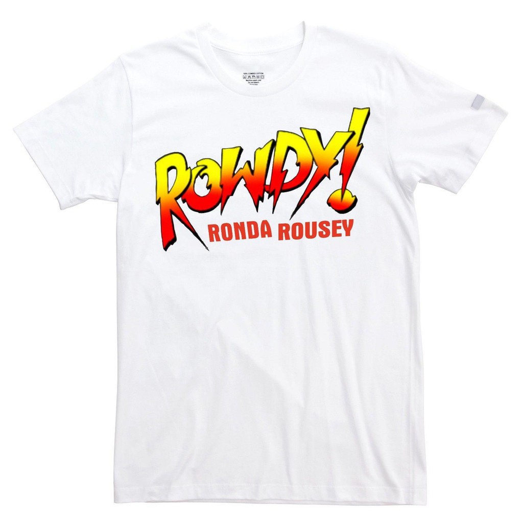 เสื้อยืดแขนสั้น Rowdy Ronda Rousey WW UFC พิมพ์สีแดง