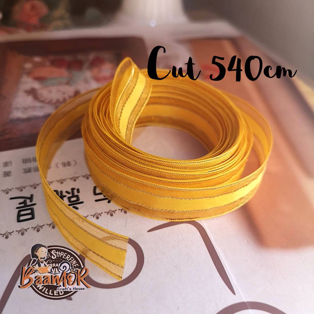 16mm ริบบิ้น ผ้าแก้ว ขอบทอง 4 ชั้น ขนาดเล็ก กว้าง 16 มิลลิเมตร  (แบ่งตัดจำนวน 1 เส้น) มีหลายสีให้เลือก Ribbon for DIY ราคา ถูกที่สุด ดีลบีเคเค แกลเลอรีภาพที่ 4