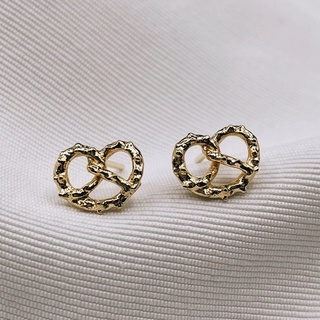 Pretzel Studs, 18K Gold Plated Sterling Silver Earrings E0123 | เงินแท้ 925 ชุบทองเเท้ 18 กะรัต