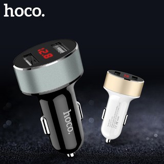 hoco อุปกรณ์ชาร์จโทรศัพท์มือถือ usb แบบคู่มีไฟ led สําหรับรถยนต์