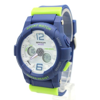 Sport Watch SAMDA นาฬิกาผู้หญิงและเด็ก สายยาง 2 ระบบ เข็มและDigital-SW-S1 (Blue)