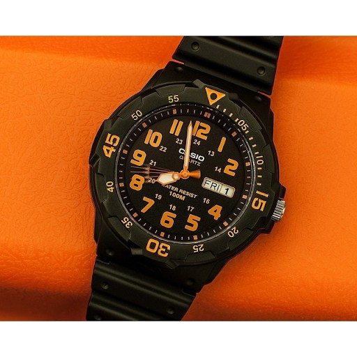นาฬิกา Casio MRW 200H หน้าปัดดำส้ม