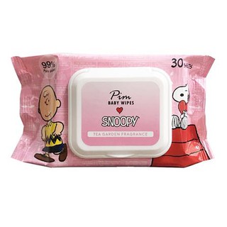 แผ่นเช็ดทำความสะอาดผิว SNOOPY BABY WIPES มีกลิ่น 30 ชิ้น 1แถม1 ไม่ทำให้ระคายเคืองผิว