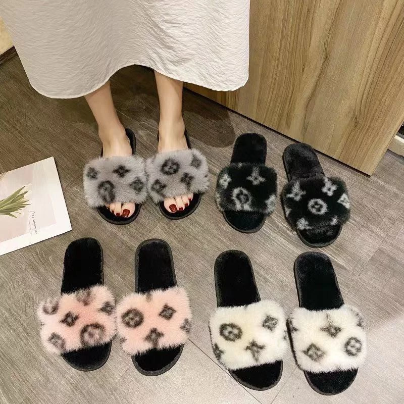 NEW! (SH-1-12) รองเท้าผ้าใส่เดินในบ้านชายและหญิง ขนนุ่มลายดอก