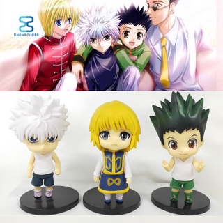 ตุ๊กตาฟิกเกอร์ Anime Hunter Action Gon Freecss Killua Zoldyck พีวีซีขนาดเล็กของเล่นสําหรับเด็ก 6 ชิ้น