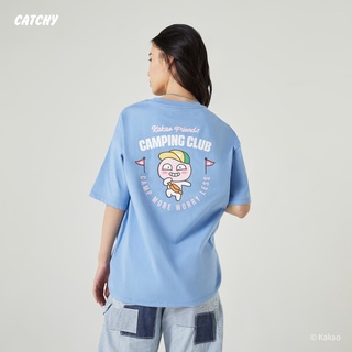 CATCHY x Kakao Friend เสื้อยืด โอเวอร์ไซส์ ปัก APEACH เอพีช ลิขสิทธิ์แท้ พร้อมส่งจากไทย รอบอก 44 นิ้ว Cotton100% ผู้หญิง