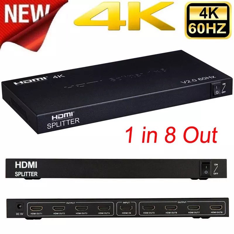 Best saller 4K 60Hz 1X8 HDMI Splitter 1ใน 8เอาต์พุต1X8 HDMI Splitter HDMI 2.0 Video Converter 1080P สำหรับ PS4 PC DVD TV จอภาพ hdmi adapter dvi usb สายแปลง cable 4k type c อุปกรณ์แปลง