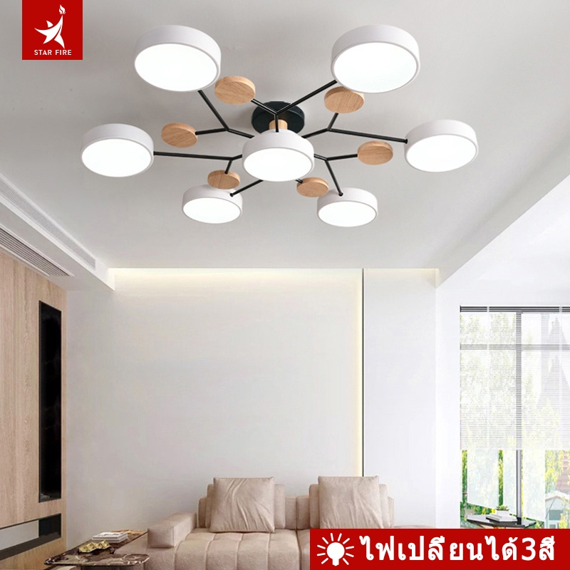 โคมไฟ โคมระย้าเพชร โคมไฟเพดาน led 3 สีห้องนั่งเล่นโคมระย้า ห้องนอนโมเดิร์นโคมไฟเพดาน โคมไฟระย้า ไฟเพดาน