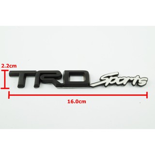 ป้ายโลโก้พลาสติก TRD SPORT สีดำ/ขาวขนาด 15 x 2.3 cm ติดตั้งด้วยเทปกาวสองหน้าด้านหลัง