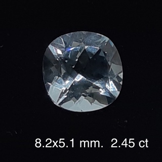 2.45 ct บุษราคัม สีฟ้า แท้ ธรรมชาติ Natural Blue Topaz Cushion cut Loose Gemstone For Fine Jewelry