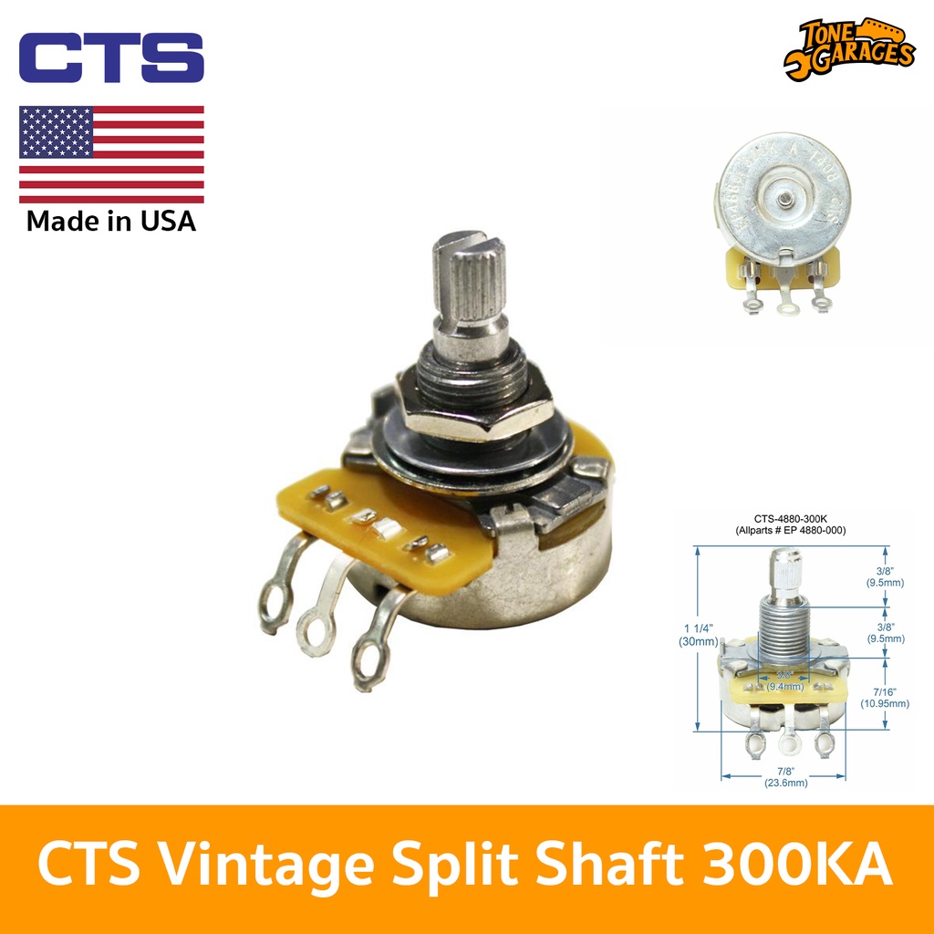 CTS EP-4880 Vintage Style 300KA Potentiometer พ็อต กีต้าร์ไฟฟ้า วินเทจ ก้นบุ๋ม Made in USA
