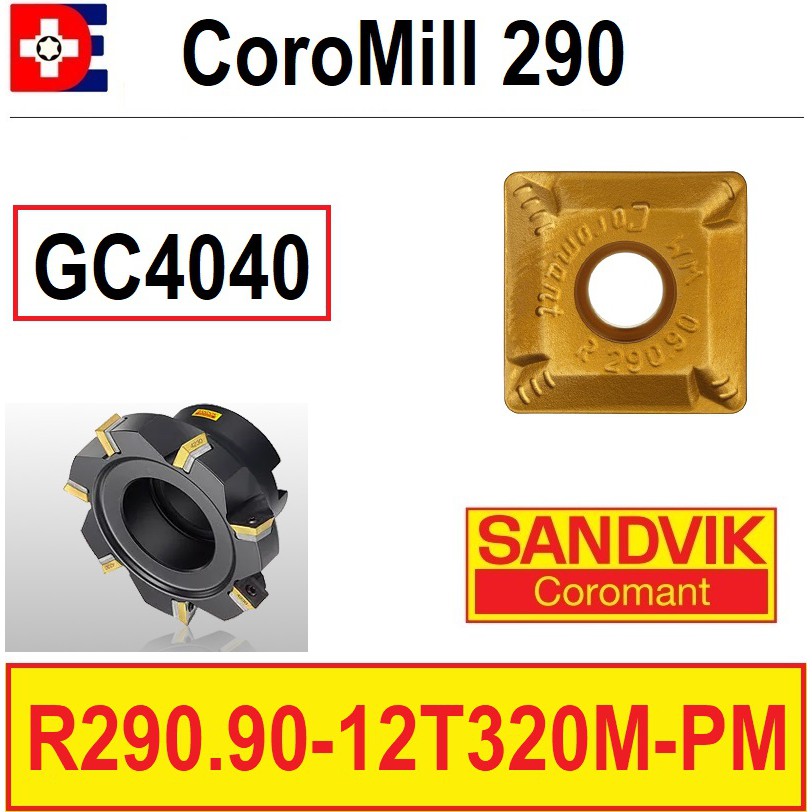 Sandvik Coromant Milling คาร์ไบด์ใส่ R290 coronomill 290 R290.9-12T320M-PM 4040