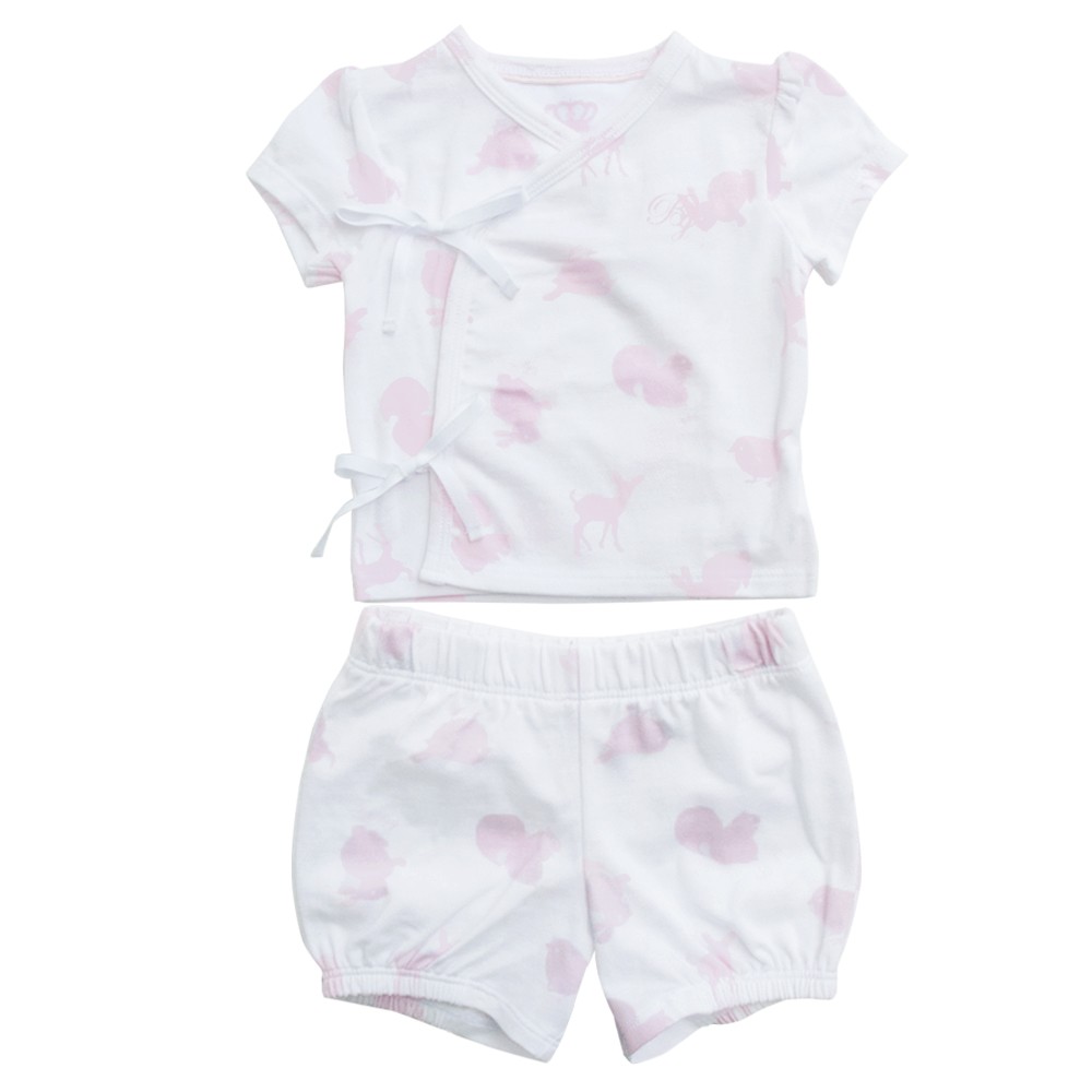 ชุดกระต่ายเสื้อผูกกางเกงขาสั้น 0-9 month