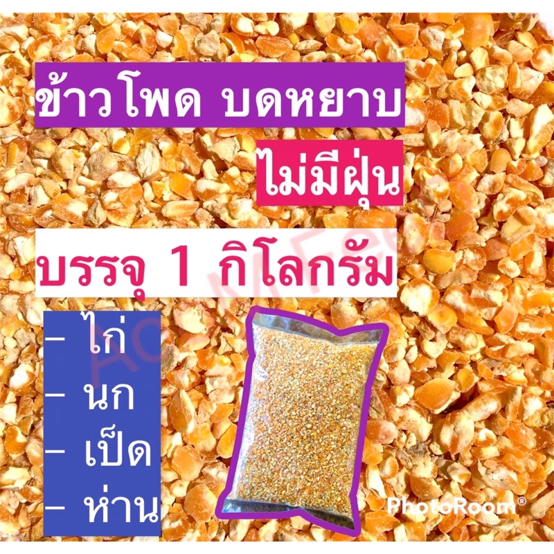 ข้าวโพดบดหยาบ แบบไม่มีฝุ่น บรรจุ 1 กิโลกรัม ข้าวโพดเลี้ยงสัตว์ อาหารไก่ อาหารนก (สินค้าใหม่ตลอด) พร้อมส่ง