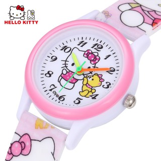 นาฬิกาข้อมือนาฬิกาข้อมือสําหรับเด็กผู้หญิงลายการ์ตูน Hello Kitty สีชมพู