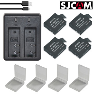 4pcs SJCAM sj4000 Battery 900MaH + USB Dual Charger Bateria sj7000 sj5000 sj6000 sj8000 SJ M10 for SJCAM sj4000 sj5000 c