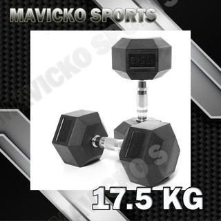 Hex Dumbbell 17.5KG (ราคาต่อ 1 ข้าง) ดัมเบล6เหลี่ยม ดัมเบลยาง ยกน้ำหนัก