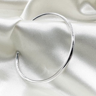 กำไลเกลี้ยงทรงหกเหลี่ยม กำไลเงินแท้ 925 รมดำ ขัดเงา: DSP 925 Sterling Silver Hexagon Bungle [GSPC0045]