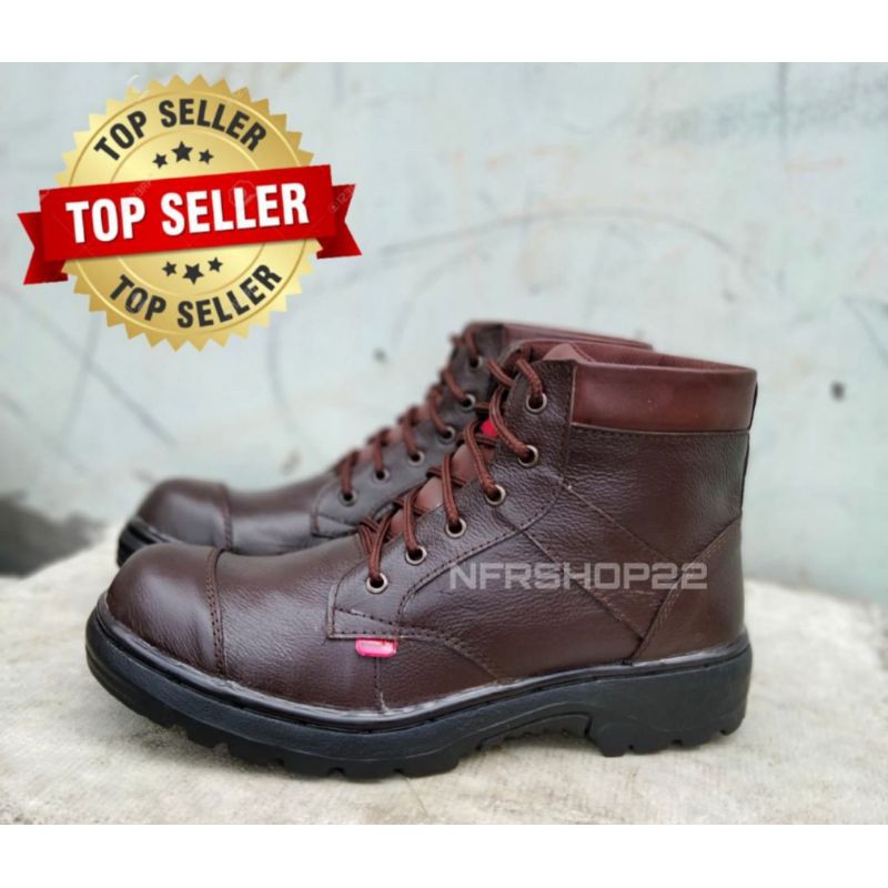 รองเท้าเซฟตี้หนัง สําหรับผู้ชาย สีน้ําตาล - kcc02