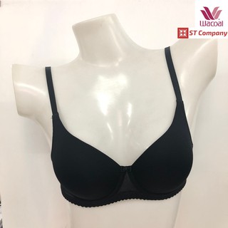 ชุดชั้นใน Wacoal Seamless Bra สีดำ (BL) รุ่น WB5A86 บราไร้ตะเข็บ 3/4 คัพ มีโครง เสริมฟองน้ำ เสริมเต้าอวบอึ๋ม เสื้อใน วาโก้ บรา