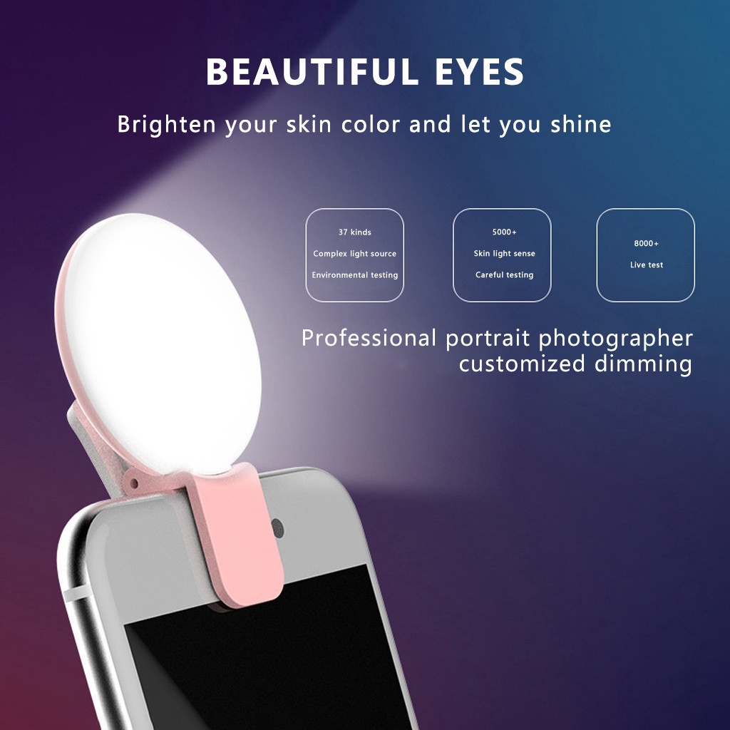 (COD) ไฟเติมเซลฟี่แบบชาร์จไฟได้ LED Flash Selfie Ring Light สําหรับโทรศัพท์กล้อง