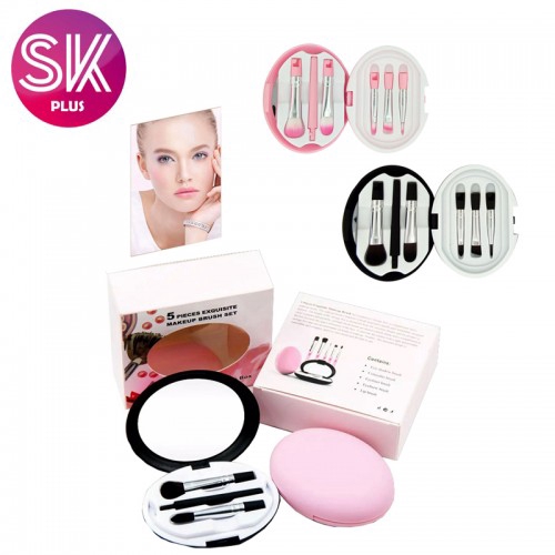 SKPLUS 5ชิ้นแฟชั่นประณีตชุดแปรงแต่งหน้าที่มีกล่องเก็บแสงและแบบพกพา