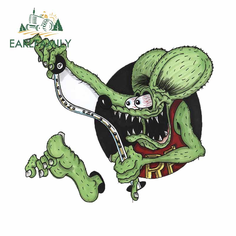 Earlfamily 13 ซม.Rat Fink อะนิเมะสติกเกอร ์ รถกันน ้ ํารถจักรยานยนต ์ สเก ็ ตบอร ์ ดกันชน Windows ไวนิลกันน ้ ํารูปลอกเหมาะสําหรับแบนและเรียบทําความสะอาดพื ้ นผิว