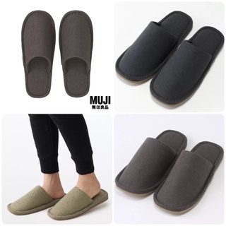 Muji มูจิ รองเท้าแตะ ในบ้าน ฝ้ายทอลายตาราง EVA-MUJI Cotton Basket EVA Sole Slippers