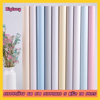 BigLucy วอลเปเปอร์สติกเกอร์ PVC (สีพาสเทล) มีกาวในตัว สติ้กเกอร์กันน้ำ สติ๊กเกอร์ติดเฟอร์นิเจอร์ (หน้ากว้าง 60ซม.)