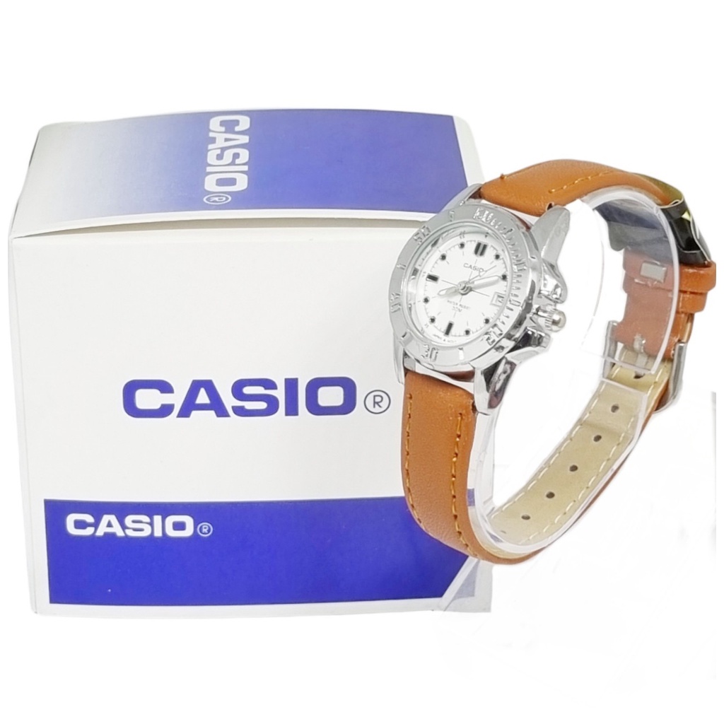 (กล่อง+คู่มือ) casio สายหนัง กันน้ำ หน้าปัดทอง นาฬิกาข้อมือผู้ชายและผู้หญิง นาฬิกาแฟชั่น ควอตซ์หญิง นาฬิกาcasio RC630
