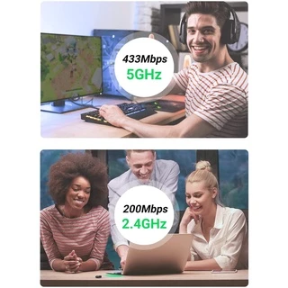 UGREEN รุ่น 20204 AC650 USB WiFi Adapter for Desktop PC 5G 2.4G Dual Band WiFi Dongle Mini Wireless USB