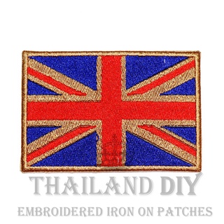 ตัวรีดติดเสื้อ ธงชาติอังกฤษ ยูเนียนแจ็ก ธงสหภาพ ธงอังกฤษ UK Union Flag Patch งานปัก DIY WOP ตัวรีด อาร์มติดเสื้อ กระเป๋า