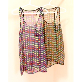 **ส่งฟรี!! เสื้อกล้าม ผ้าชีฟอง สีดำ ลายหัวใจ พร้อมส่ง
