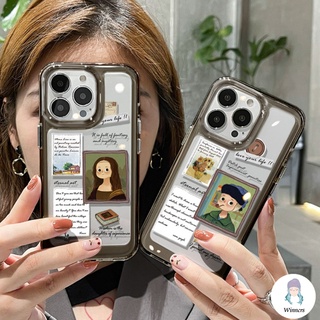 เคสโทรศัพท์มือถือ TPU แบบนิ่ม พิมพ์ลายการ์ตูน Mona Lisa กันกระแทก สีดํา สําหรับ IPhone 14 13 12 11 Pro Max XS XR 8 7 Plus