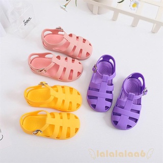 LAA6-Kids Casual Sandals, Solid Color Hollow-Out Soft Sole Non-Slip Flat Shoes