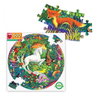 eeBoo Unicorn Garden 500 Piece Round Puzzle - จิ๊กซอว์รูปยูนิคอร์นในสวน แบบ 500 ชิ้น