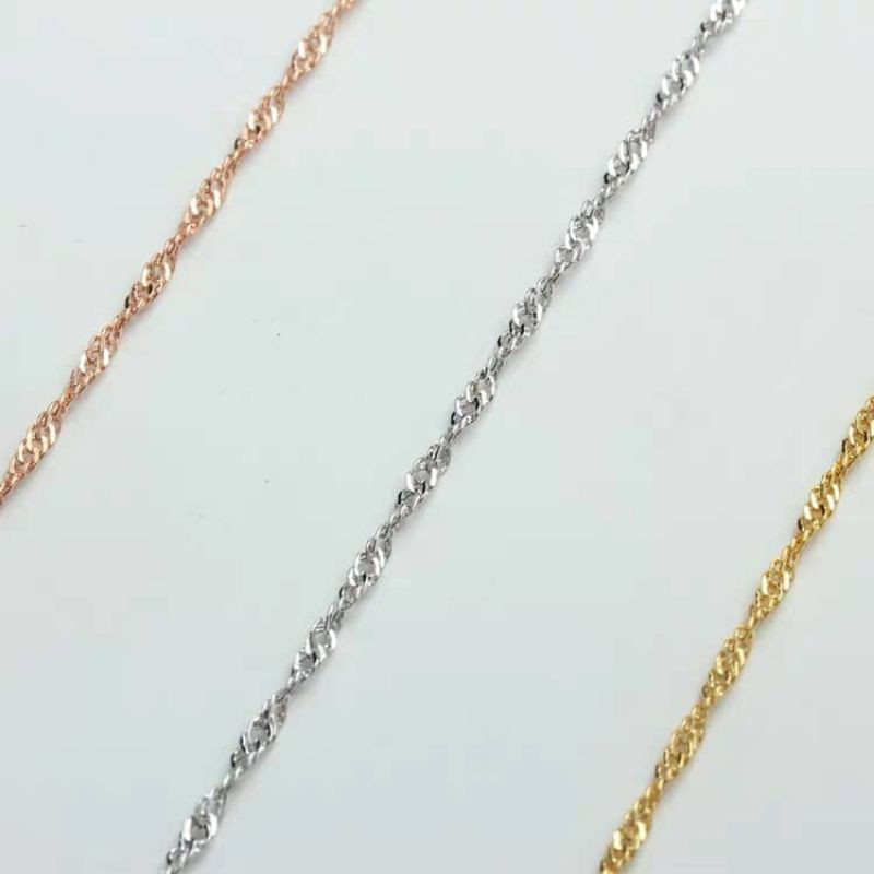 โซ่สร้อยคอ 18k สีทอง 18k ไร้คอ / warna mas 18k rantai