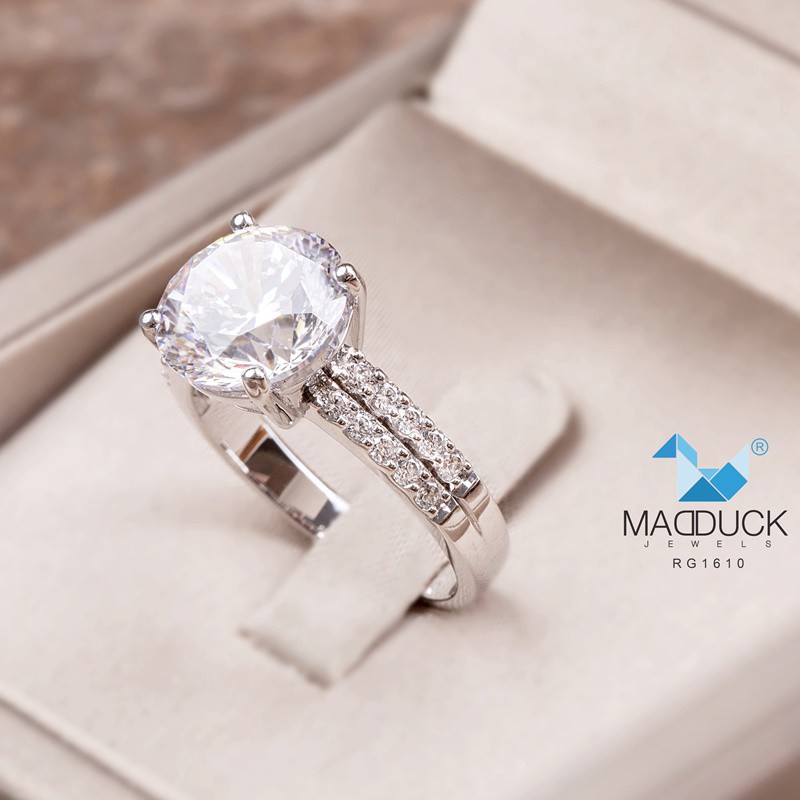 Madduckjewels แหวนเงินแท้ เพชร CZ ชุบโรเดียม RG1610
