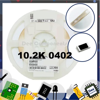 10.2K Ohm 0402 ±1% 62.5 mW ±100ppm/°C RC0402FR-0710K2L YAGEO 1-A3-29 (ขายยกแพ็ค 1 แพ็ค มี 100 ชิ้น)