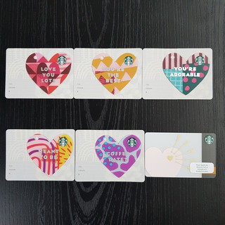 การ์ดสตาร์บัคส์ ไทย หัวใจ Valentines Die Cut 2019 เซต 5 ใบ Starbucks Card Valentines  Set