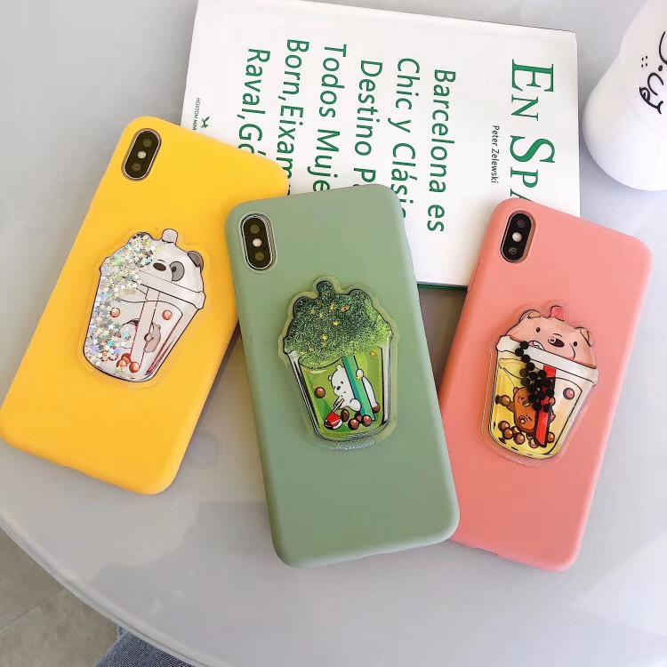 Cartoon 3D We Bare Bears Liquid quicksand เคส oppo f1s A12 A12E a39 A57 A71 F5 A83 a3s a5s realme 3 pro เคสโทรศัพท์ของเหลวกันกระแทก