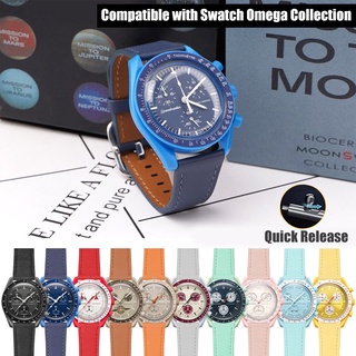 สายนาฬิกาข้อมือ หนังวัวแท้ กันน้ํา ปลดเร็ว ขนาด 20 มม. สําหรับ Omega X Swatch MoonSwatch