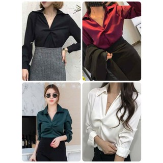 เสื้อแฟชั่น ผ้าซาร่าใส่ทำงาน คละสี