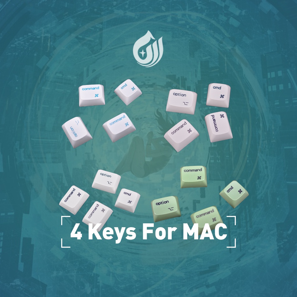 Amerteer For Mac 4 Keys Keycap Set XDA Profile PBT Dye-Sub For Mechanical Keyboard Mac Layer