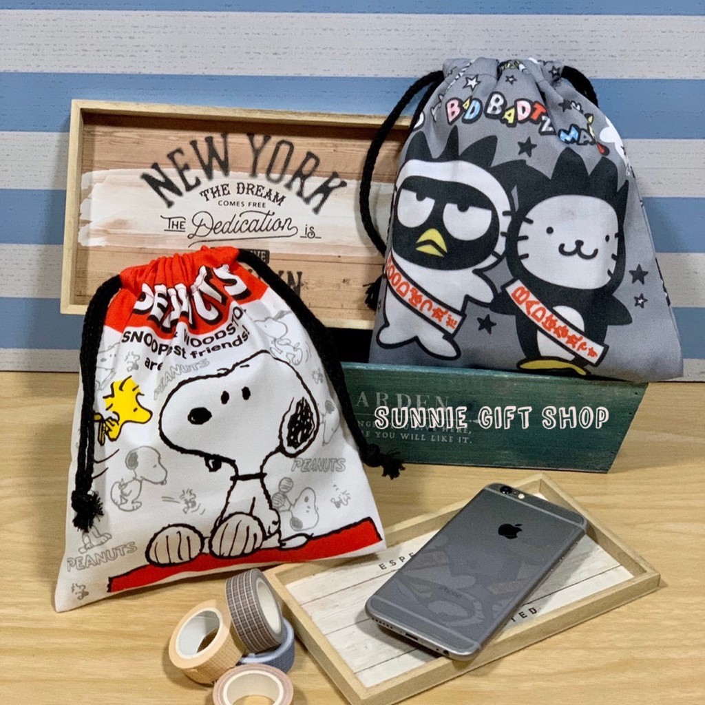 พร้อมส่ง ถุงผ้าหูรูดลายการ์ตูน Kitty Sanrio