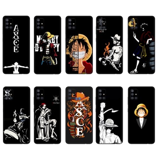 เคสโทรศัพท์มือถือ ซิลิโคนนิ่ม tpu ลายการ์ตูนลูฟี่ วันพีซ สีดํา สําหรับ Samsung Galaxy A31 A51 A71 A315 515 715