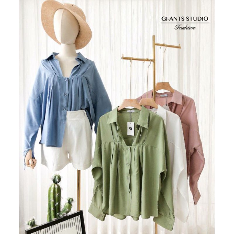 GI-ANTS เสื้อเชิ้ตแขนยาวแต่งจีบหน้า ใส่น่ารักมากค่ะ FS-95