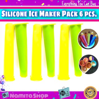 Namita Silicone Ice Lolly Maker Set of 6 บล๊อคซิลิโคนแท่ง ทำไอติม ทำไอศครีม ที่ทำไอติม ทำวุ้น น้ำอัดลม พร้อมฝาปิด 6 ชิ้น