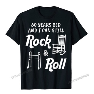 ถูกสุดๆเสื้อยืดลําลอง ผ้าฝ้าย แขนสั้น พิมพ์ลาย Rock And Roll 60th Birthday Gag 3d สไตล์ฮาราจูกุ สําหรับผู้ชาย