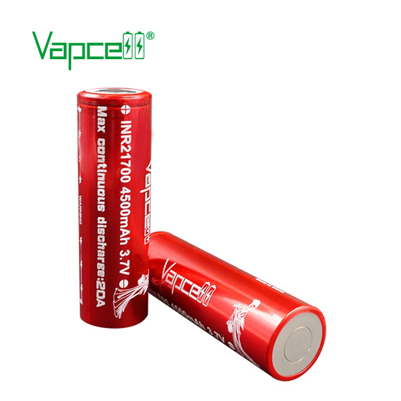 ถ่านชาร์จ Vapcell INR21700 4500 mAh 3.7V ก้อนสีแดง หัวตัด ของแท้